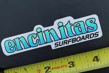 Encinitas Surfboards Clear Blue Teal Fade San Diego V48B Vintage Surfing STICKER
