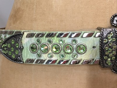 Vintage Leatherock Green Western Swarovski Crystal Studded  display picture 1