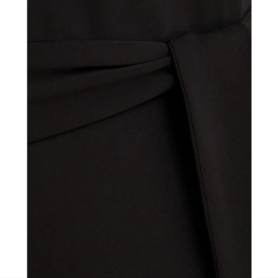 badgley mischka pleated stretch crepe wrap-effect dress Badgley Mischka Pleated Stretch Crepe V-Neck Midi-Dress