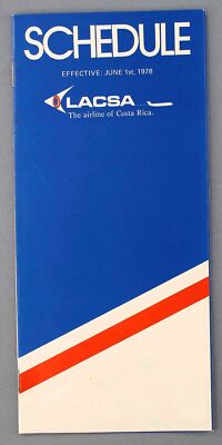 LACSA AIRLINE TIMETABLE JUNE 1978 COSTA RICA