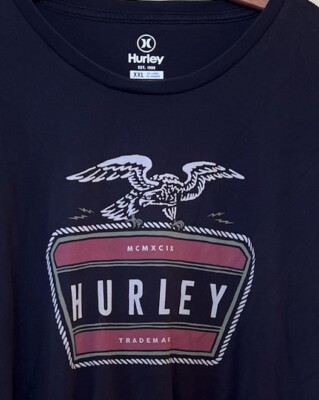 HURLEY Eagle Nautical Mens Black T Shirt SIZE 2XL XXL