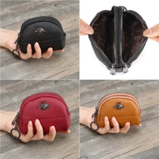 Women Leather Wallet Card Holder Small Clutch Mini Coin Purse with Keychain Gift