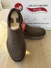 Skechers Men’s Wide Arch Fit Motley Vaseo Brown Size 9.5 Extra Wide