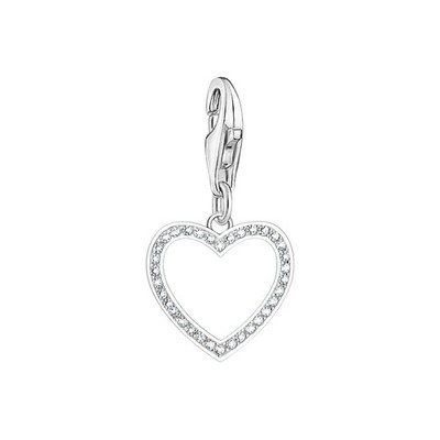 Thomas Sabo Charm-Anhänger Damen Herz Zirkonia Weiß Silber 2203-051-14