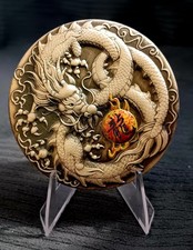 2019 Perth Mint Tuvalu Antiqued Dragon 5oz Silver Coin