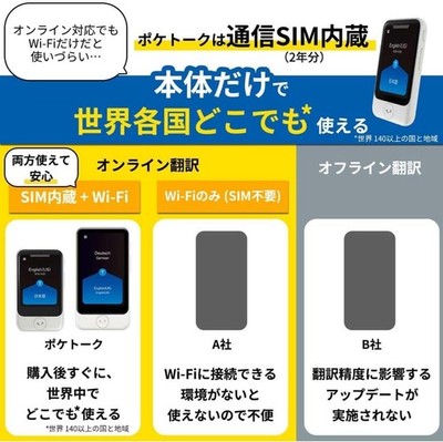 POCKETALK S AI Translator with 2-Year Global Data Plan Black From