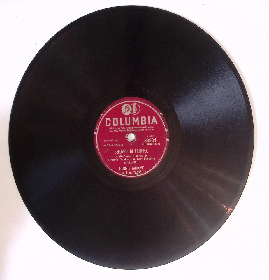 FRANKIE YANKOVIC & HIS YANKS HOKEY POKEY POLKA/BELOVED, BE FAITHFUL 78 RPM 1163 Foto 3 de 3