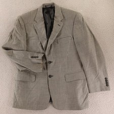 VTG Bill Blass M 42S Black White Houndstooth Check 100 Wool Worsted Blazer