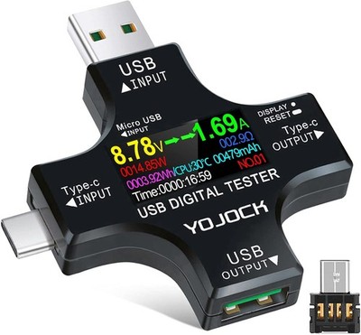 USB Tester Messgerät 2-in-1 Digital Multimeter Strommesser Power Meter 5V 3A