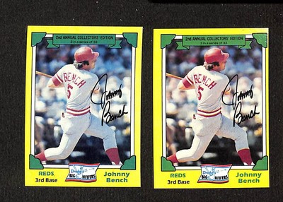 1982 Topps Drakes #3 Johnny Bench Reds  2ct Baseball Card Lot   3602C