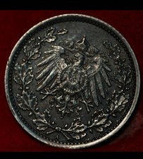 1918 Germany 1/2 Mark Silver Foreign Coin