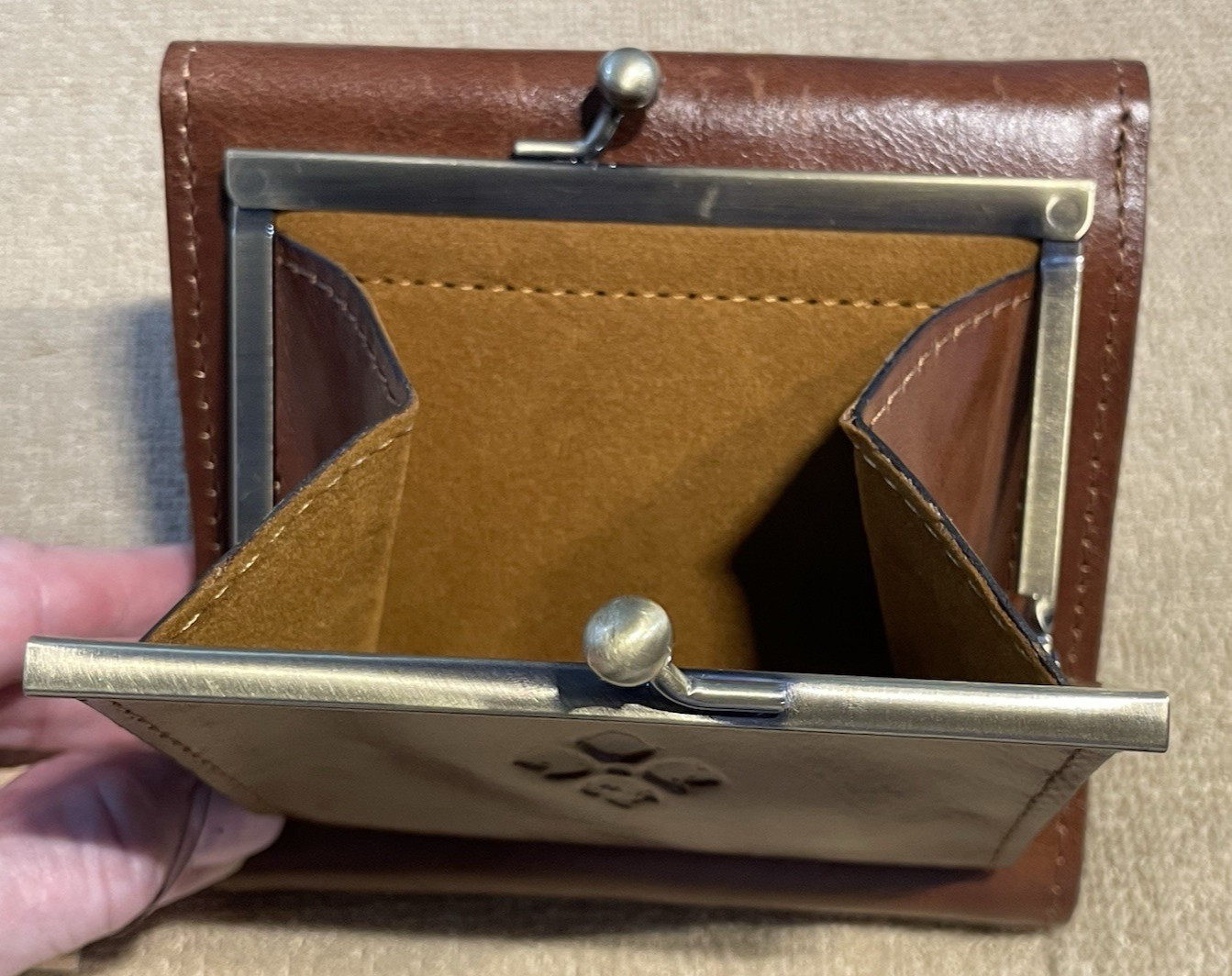 PATRICIA NASH REITI WALLET DISTRESSED VINTAGE BROWN COGNAC NWT