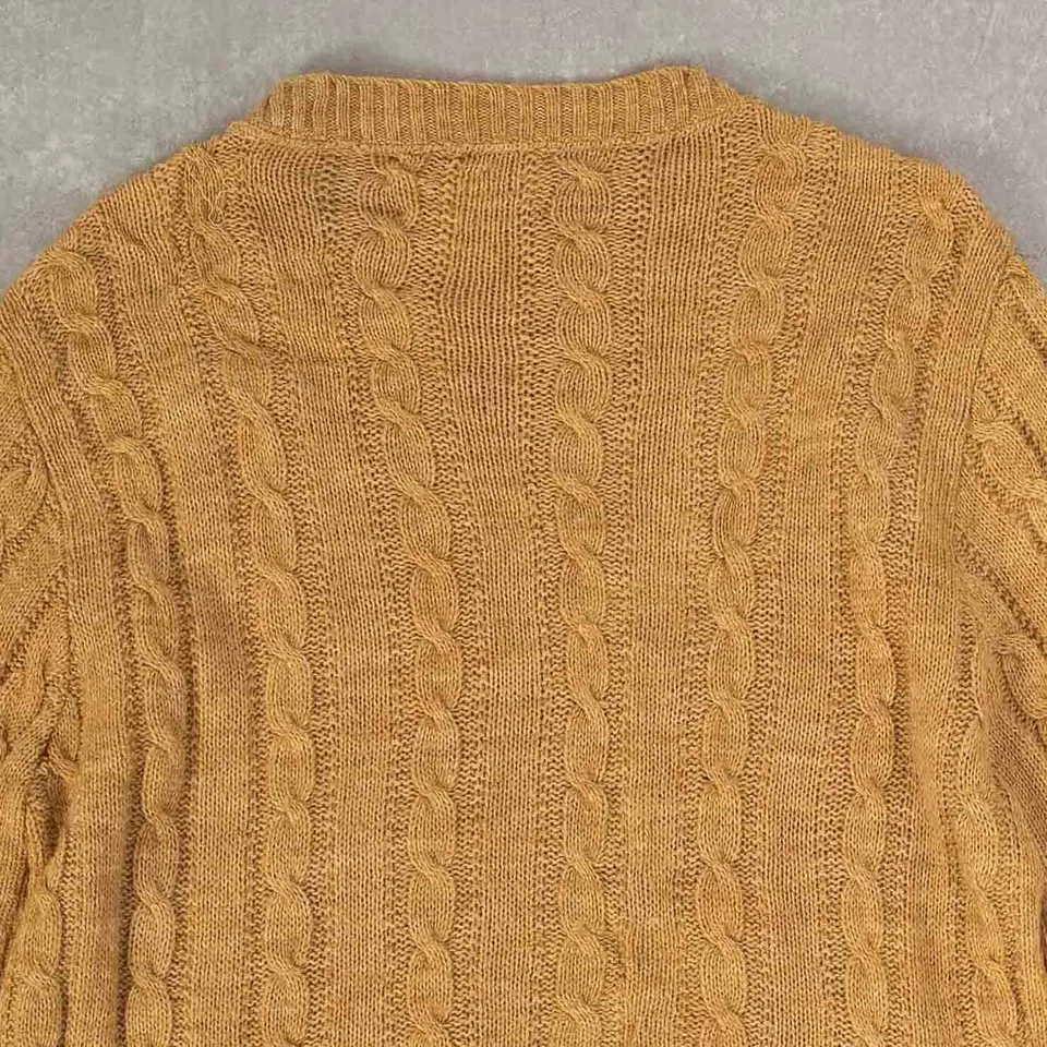 Suéter de punto con cable estampado vintage años 70 lana M marrón claro para mujer Foto 4 de 4