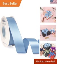 Dusty Blue Satin Ribbon,Double Faced Satin 1 inch x Continuous 25 Yards,Use f...