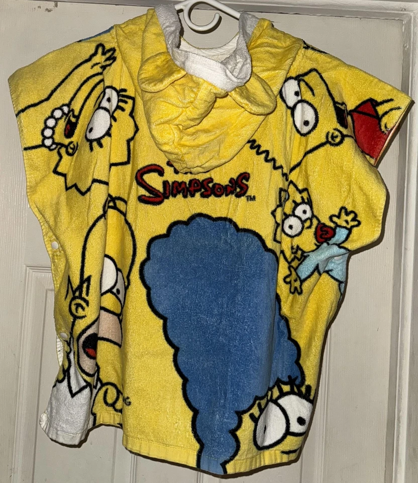 Poncho Toalla con Capucha Los Simpson Juvenil Talla Única Lados a Presión Baño Playa Nadar Niños Foto 2 de 2