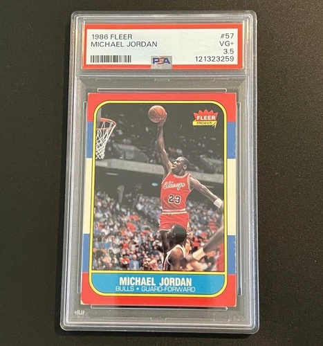 1986-87 FLEER BASKETBALL #57 MICHAEL JORDAN RC HOF PSA 3.5 VG+ SHARP. Low Pop