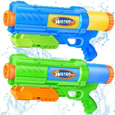 Water Gun 2 Pack for Kids & Adults, Splash Blasters, Summer Outdoor Pool Toy