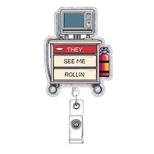 Funny Nurse Badge Reel Retractable They See Me Rollin ER EMT ICU Nursing Badge H