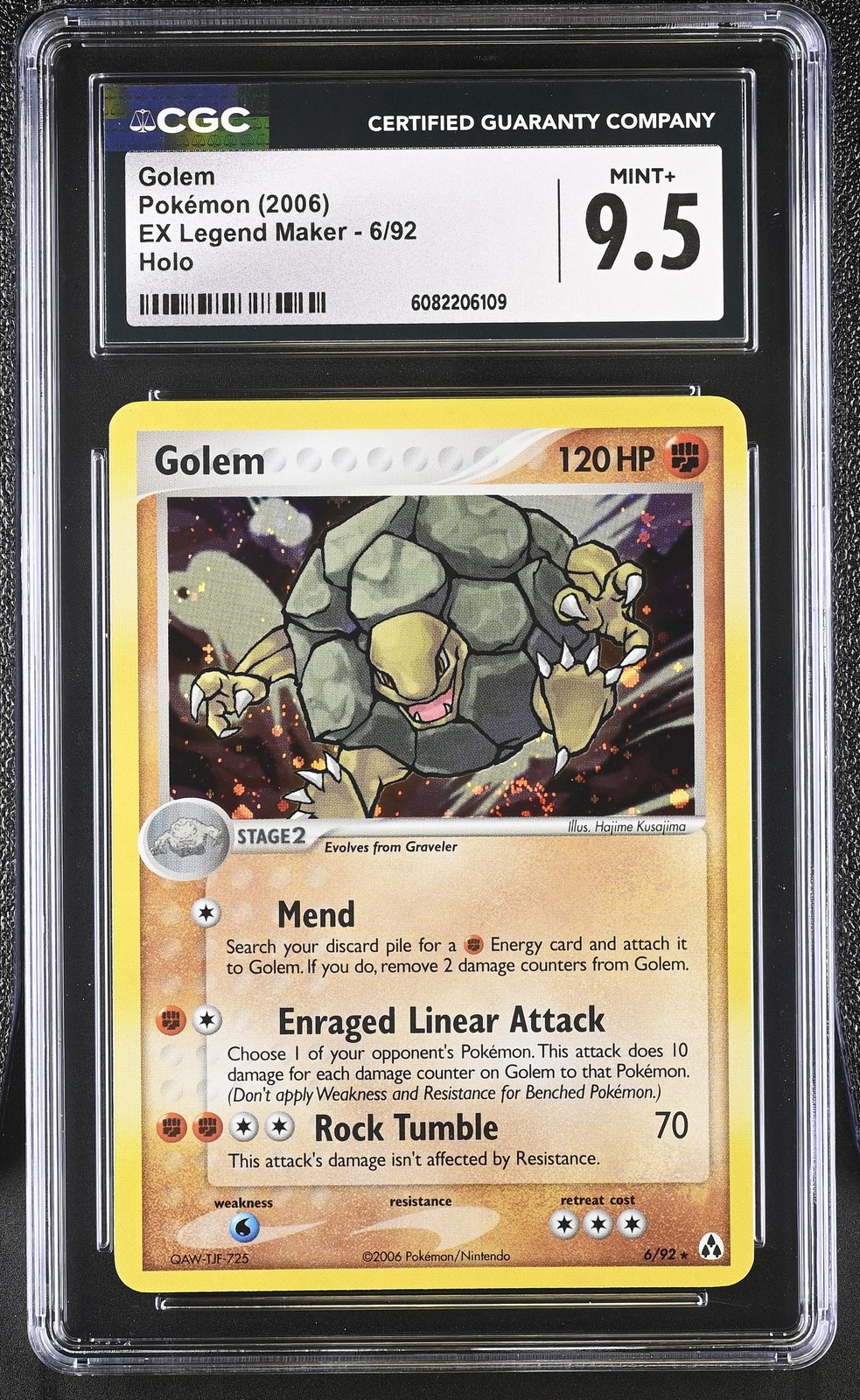 CGC 9.5 MINT+ Golem 2006 EX Legend Maker 6/92 Holo Pokemon Card