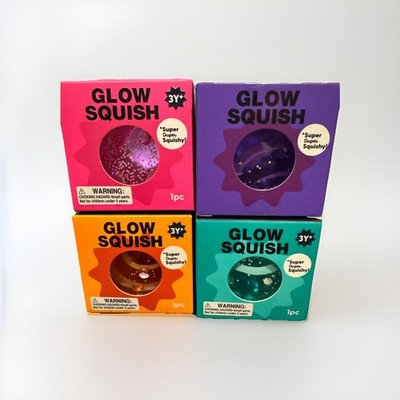 x4 Target J adore Glow in the Dark Squishy Orange Purple Teal Pink -LOT SET OF 4