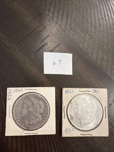 Set Of 2 Pluribus 1882 Silver One Dollar US Coin Lot 69