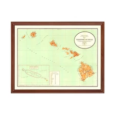 Old Map of Hawaii 1918 - Vintage Hawaii Art