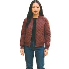 Ashley Quilted Bomber Full Zip Jacket Womens Small Mauve Pink-Sporty Feminine