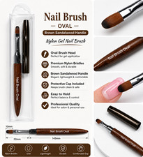 Nylon Gel Nail Brush Oval 6 80008 Brown Sandalwood Handle