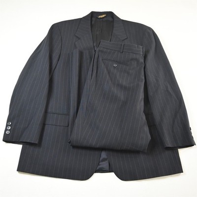 Vtg Brooks Brothers 44R 36x30 Navy Blue Chalk Stripe Wool Mens