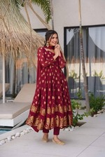 Designer New Jacquard Gown Bottom With Maroon Dupatta For Women Reception Wear