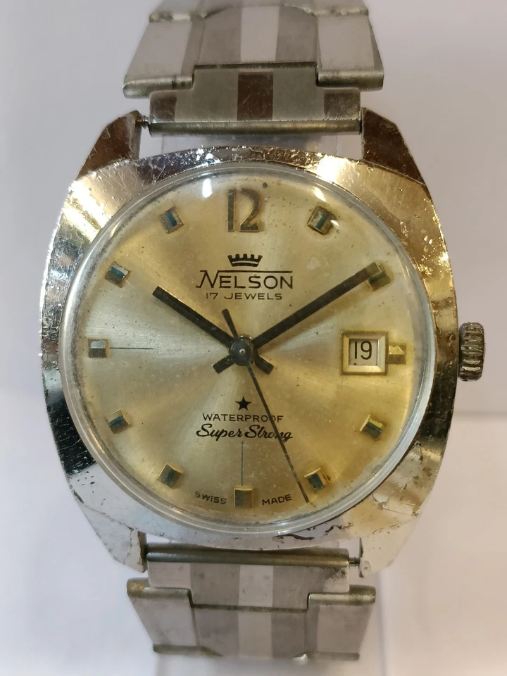 NELSON SUPER STRONG 17J WINDING PATINA SILVER DIAL SWISS MEN'S FULL WORKING - Image 3 of 4