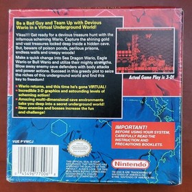 Nintendo Virtual Boy Wario Land - Platformer Action, Manual, NTSC-U/C, 1995