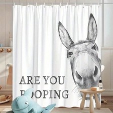 Funny Donkey Shower Curtain - 'are You Pooping ' Design, Humorous Bathroom Decor