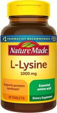L-Lysine 1000 Mg, Dietary Supplement, 60 Tablets, 60 Day Supply
