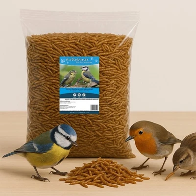10kg Futterbauer Getrocknete Mehlwürmer – 100 % Naturfutter für Wildvögel, Igel