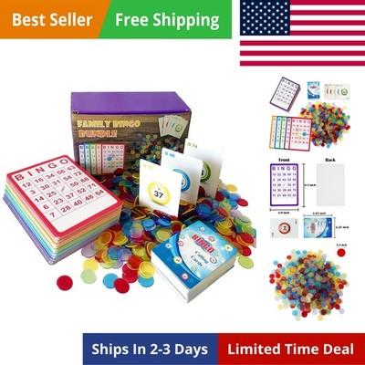 Complete Bingo Game Set - 100 Bingo Cards,1000 Chips and Deck of Calling Card...