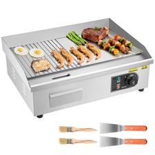 VEVOR Plancha Électrique Commerciale Gril 535x300 mm 3200 W 2 Zones de Cuisson