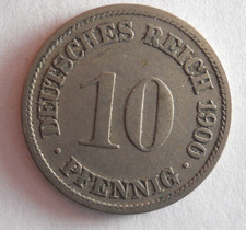 1900 F GERMAN EMPIRE 10 PFENNIG - Excellent Coin - FREE SHIP - Germany Bin #16