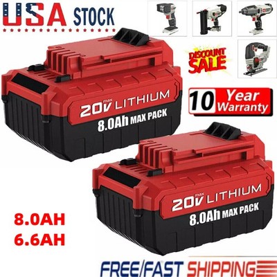 2PCS 20V Max  for Porter Cable 20Volt 8.0Ah Battery Lithium-Ion PCC685L PCC682L