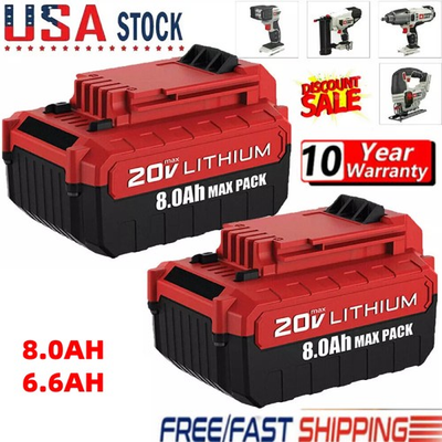 #ad #ad 2PCS 20V Max for Porter Cable 20Volt 8.0Ah Battery Lithium Ion PCC685L PCC682L $18.99