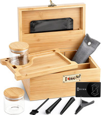 Large Bamboo Box with Combination Lock Decorative Box for Home Great Gift Choice