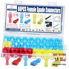 60PCS Female Spade Connector Kit, Nylon Spade Terminal Connectors for 12-10,