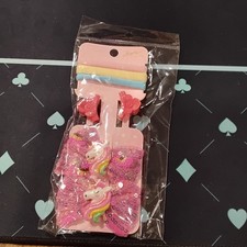 girls hair accessories Set Clip Bow Flower Clip Pony Ties Magical Unicorn 3 Lot