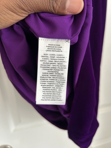 Lauren Ralph Lauren Ruffle Trim Velvet One Shoulder Cocktail Dress 6 Purple NEW - Picture 7 of 7
