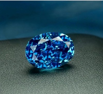 2 CT Oval Cut, Fancy Blue Color VVS1 Diamond Premium Quality gemstone 7x9 mm+Gif