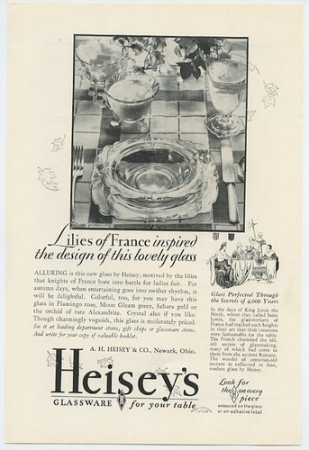 Heisey Glassware Lilies of France Inspired Design 1940s Vintage Ad Heisey