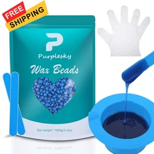 PURPESKY Wax Beads Bulk, 2.4lbs Hard Waxing Beans for 38.4 Ounce (Pack of 1) 