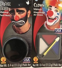 Set Of 2 Clown White Black Red Blue Rubie's Face Makeup  Black Base Made In USA