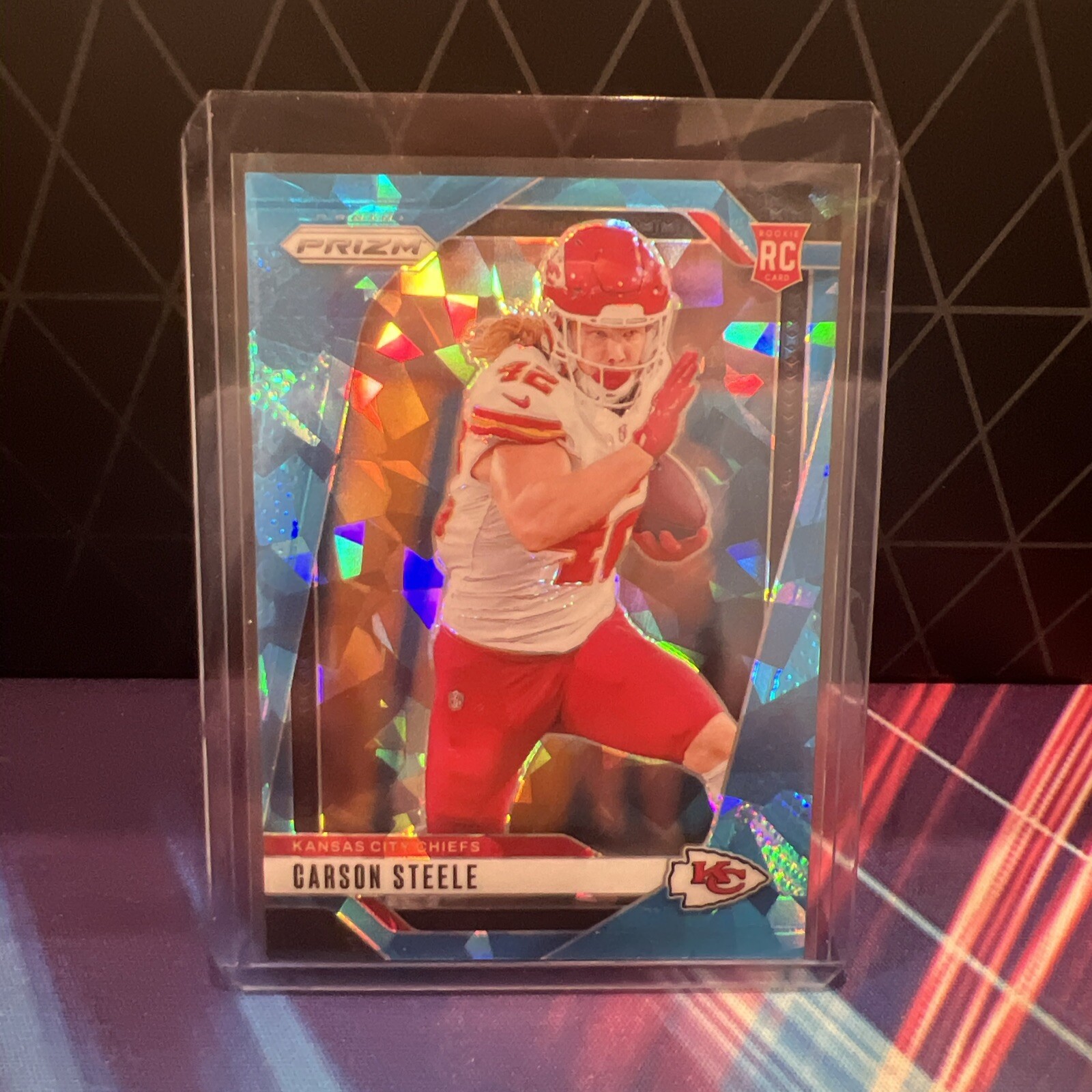 CARSON STEELE 2024 Panini Prizm Cracked Blue Ice Refractor /99 RC Rookie #377