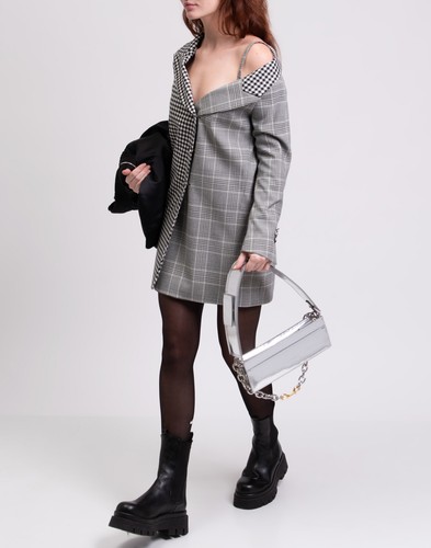RRP€819 EACH X OTHER Blazer Jacket Size M Wool Blend Check & Plaid Cold Shoulder - Picture 3 of 10